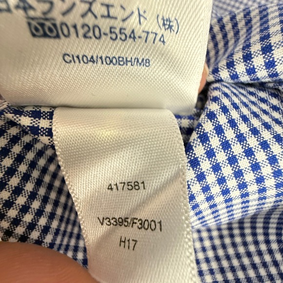Lands End Dress Shirt Mens 18.5 36T Button Down Blue Gingham Traditional Fit - Picture 9 of 11